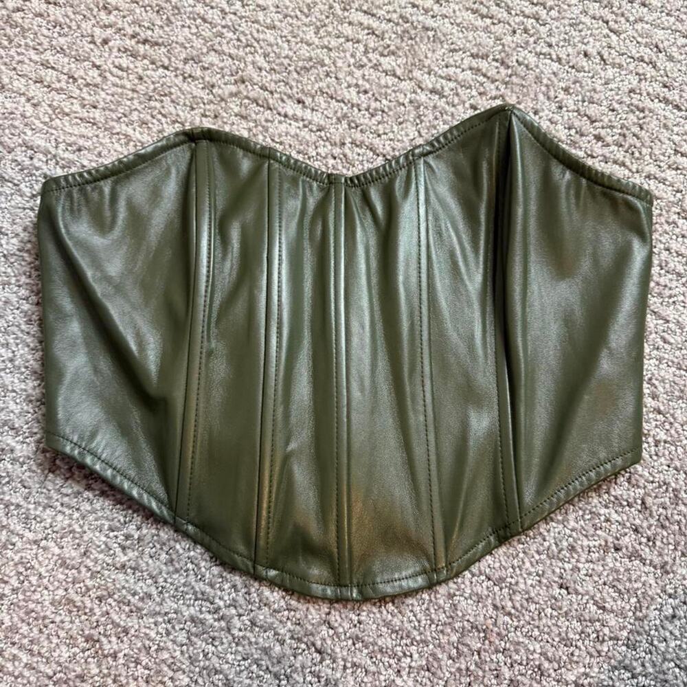 Green corset top with zipper